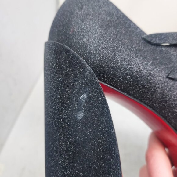 CHRISTIAN LOUBOUTIN MOVIDA JANE 130 38 BLACK LEATHER GLITTER  Christian Louboutin Movida Jane Black Glitter Platform Heel Shoe